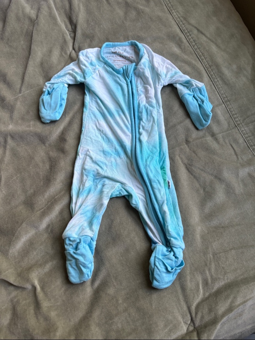 Little Sleepies Blue Tie-Dye Footed One-Piece